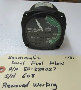 Beechcraft Dual Fuel Flow Indicator P/N 50389027